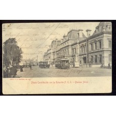 CIUDAD DE BUENOS AIRES TRANVIAS ESTACION FERROCARRIL ANTIGUA TARJETA POSTAL